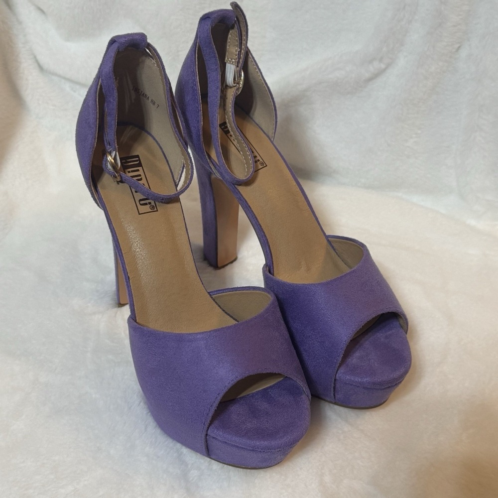 IDIFU Women's Ankle Strap Platform‎ High Heel Sandal, Size 7 Purple